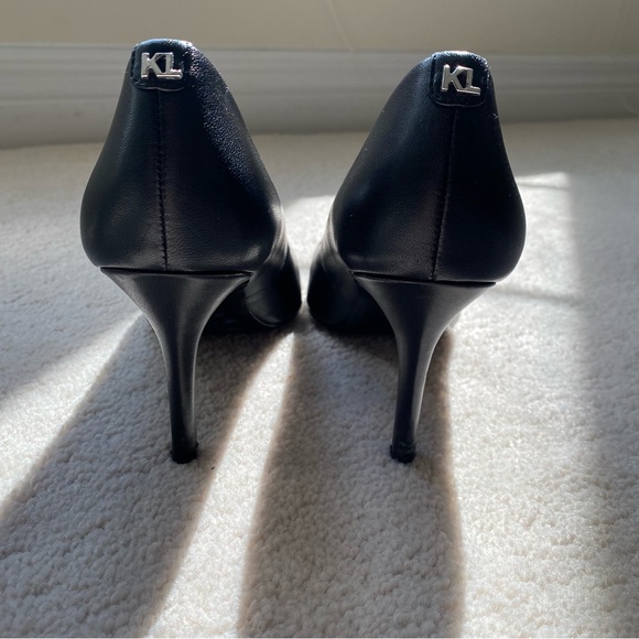 Karl Langerfeld black leather heels (size 6M) - Picture 3 of 7